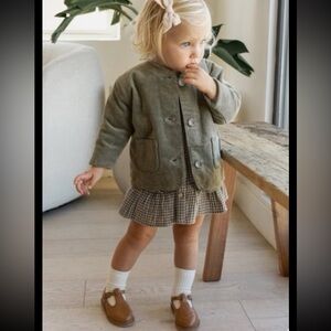 Quincy Mae Forest Quilted V-Neck Button Jacket